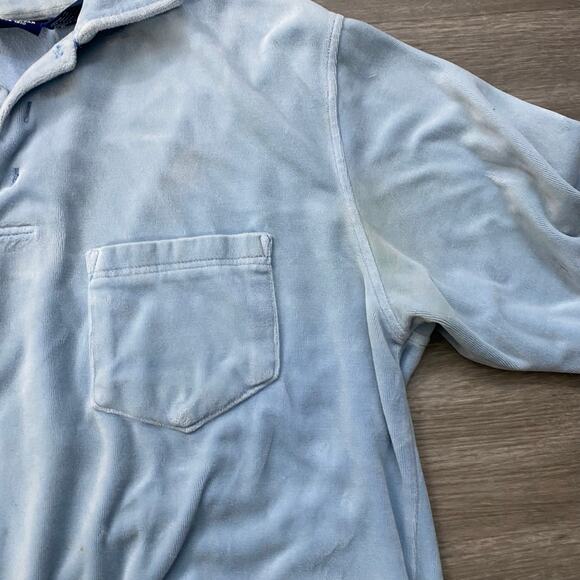 VINTAGE BLUE VELOUR LONGSLEEVE SWEATSHIRT LARGE - Picture 6 of 6